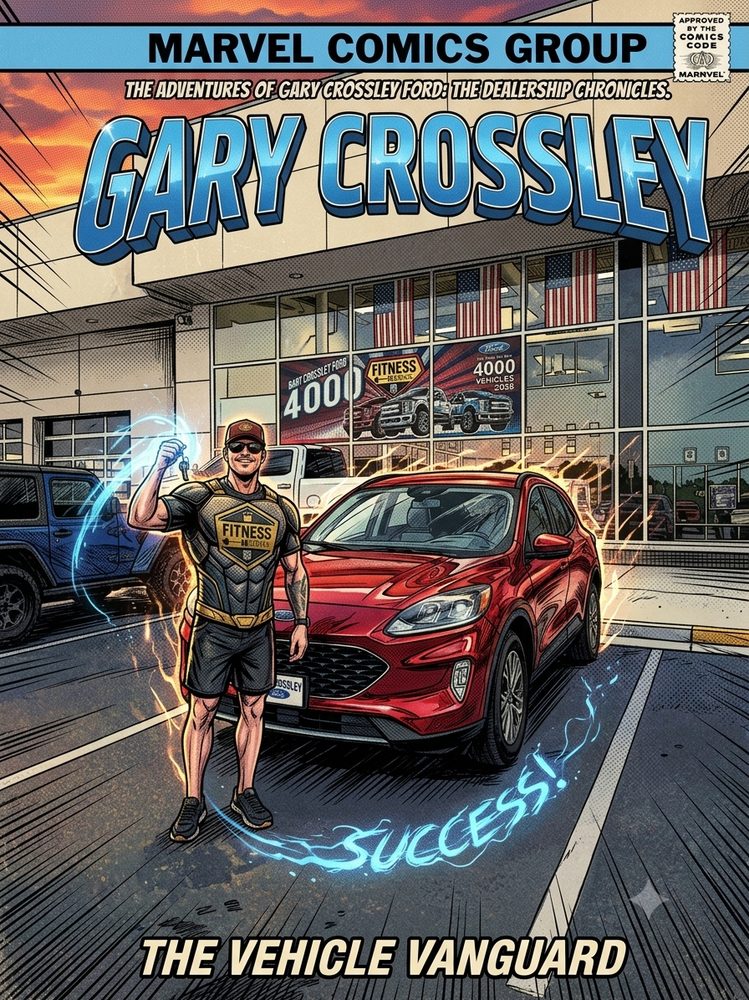 Gary Crossley Ford comic-style promo art